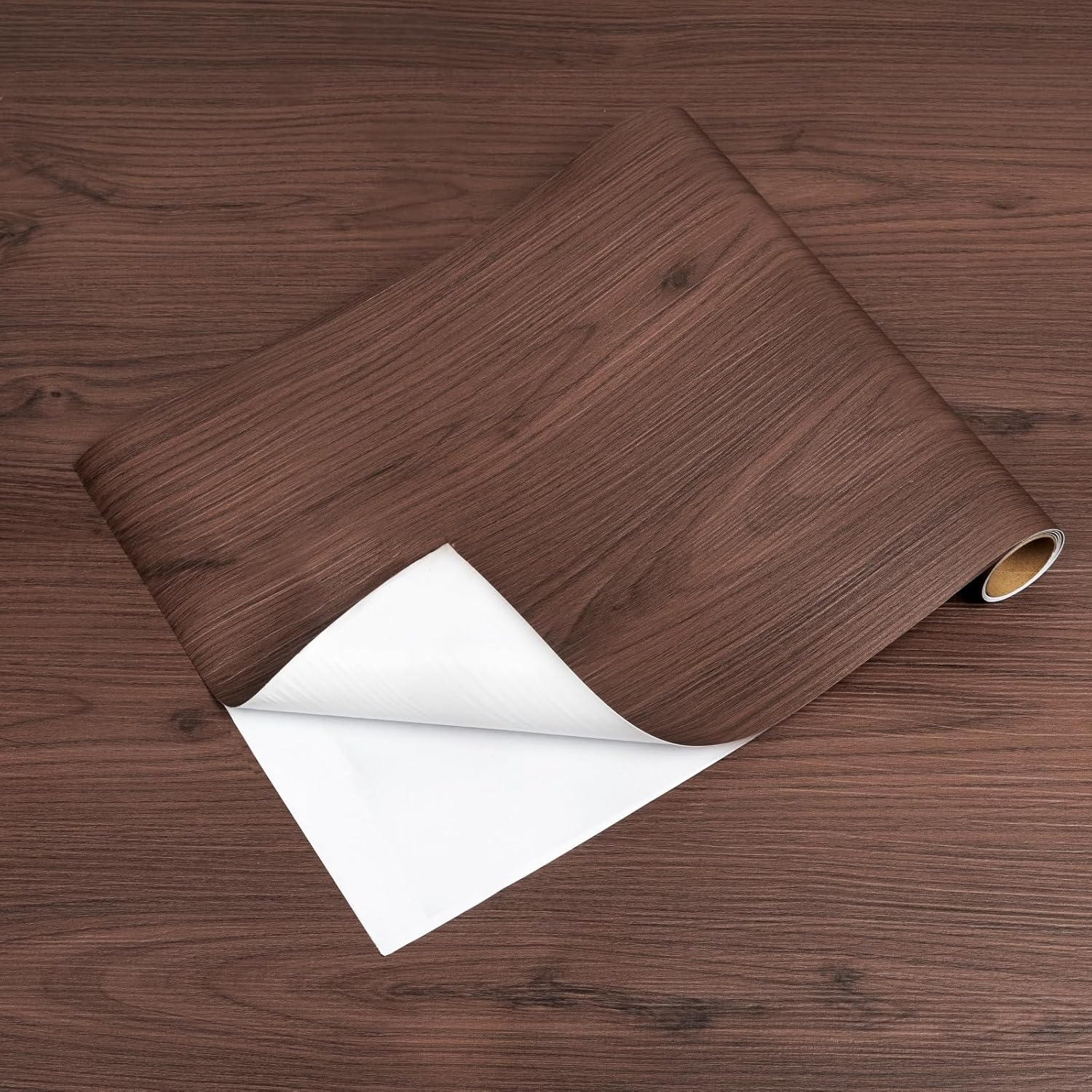 Peel and Stick Flooring, Vinyl Flooring Roll 12"x 118", Peel and Stick Floor Tile Waterproof for Bathroom, Kitchen, Hallway, Walnut Brown