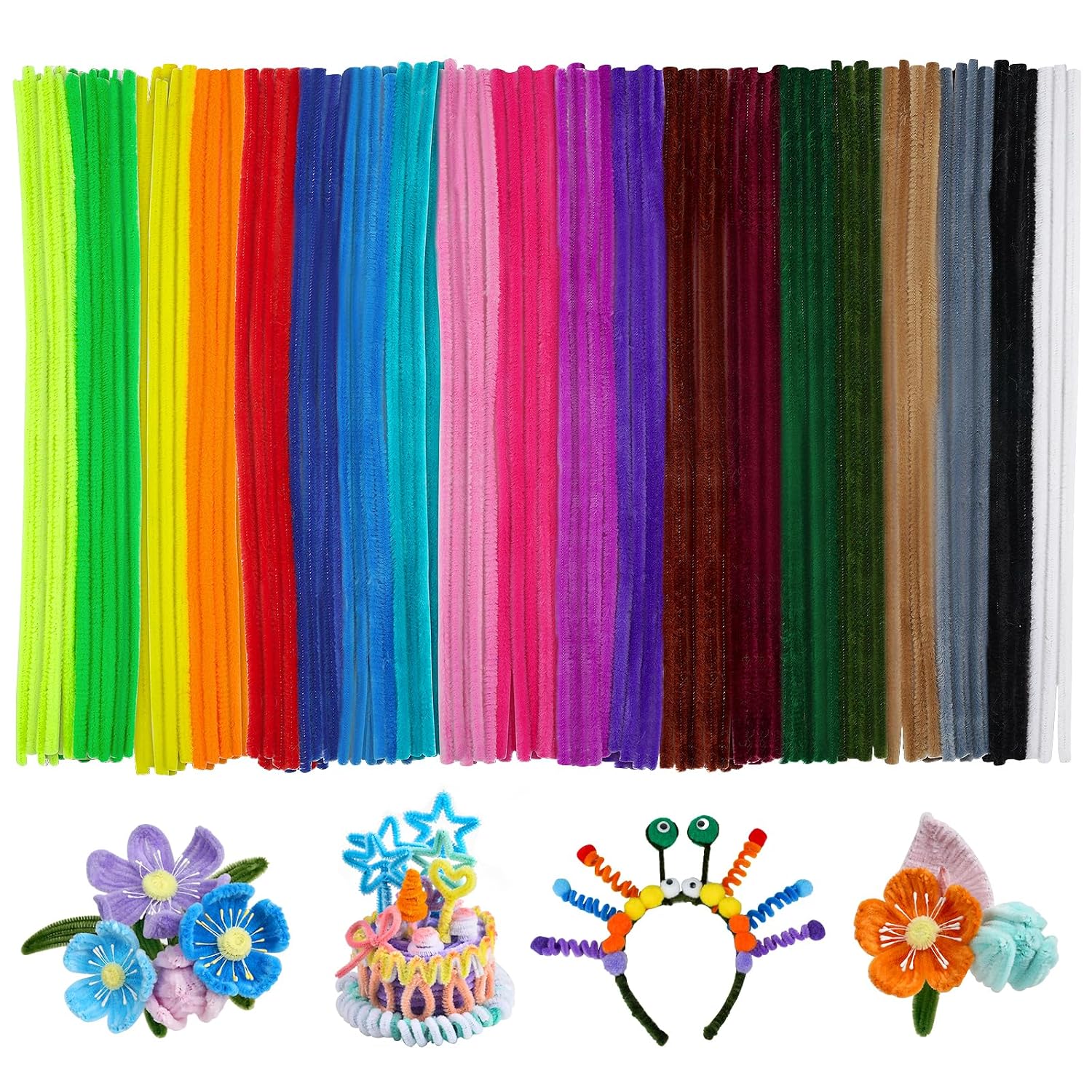 Ainiv 200PC Pipe Cleaners for Craft, 30cm Multicolor Crafting Pipe Cleaners