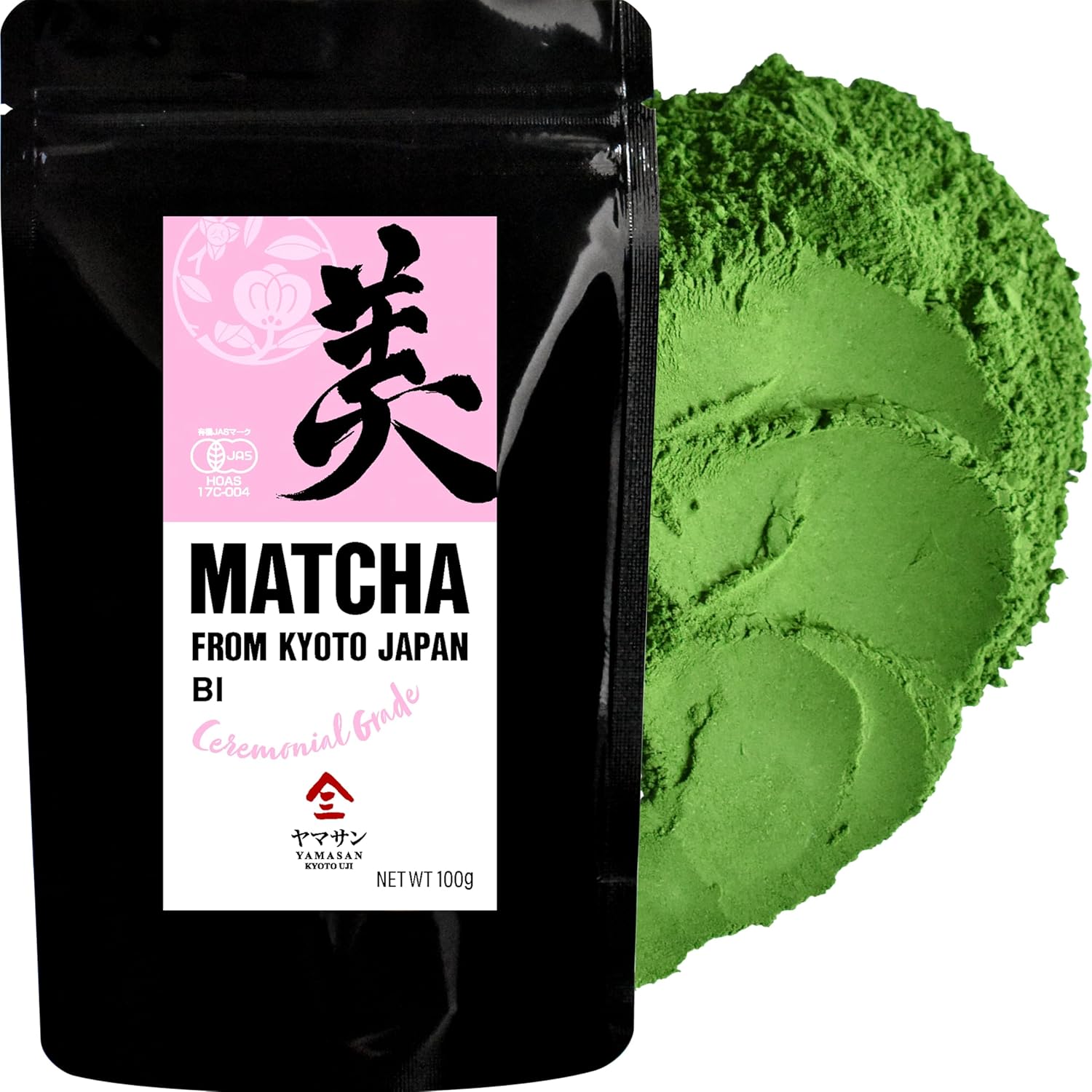 YAMASAN KYOTO UJI Ceremonial Grade Matcha BI, Japanese Green Tea Matcha Powder, 100% Authentic Japanese Origin, From Uji Kyoto, Japan, 100g