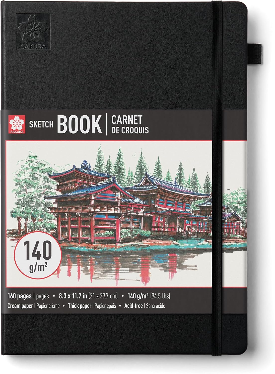 Sakura Sketchbook A4, Hardcover, 160 Pages, 8.3 x 11.7", Black, Cream Paper