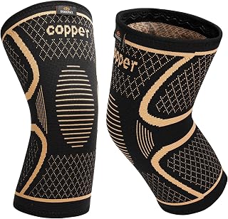 INDEEMAX Copper Knee Brace for Women Men 2 pack, Knee Compression Sleeve for Knee Pain, Arthritis, Running,Sports and Recovery Support, M