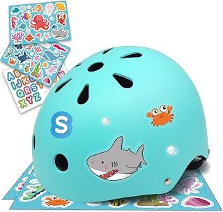 Simply Kids Bike Helmet with DIY Stickers, CPSC & CE Certified - Toddler Helmet for Skateboard Roller-Skating Bicycle Scooter