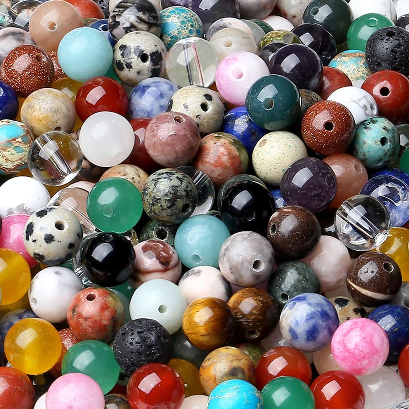 XIANNVXI 8mm Round Crystal Beads for Jewellery Making Assorted Coloured Colourful Gemstone Mixed Beads for Crafting 50 Pcs