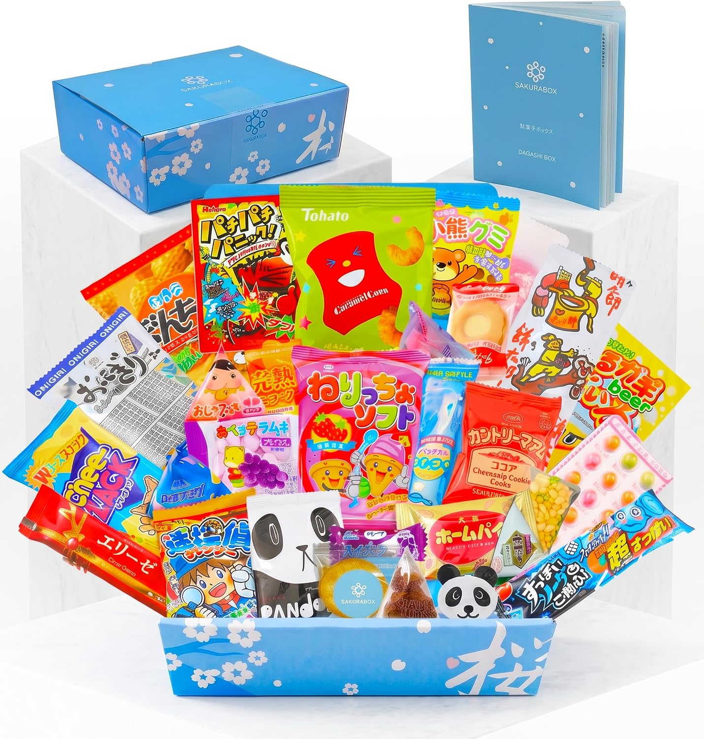 Sakura Box Japanese Snacks & Candy Gift Box & English Pamphlet 30 x Dagashi Sweets Candy Valentines Set