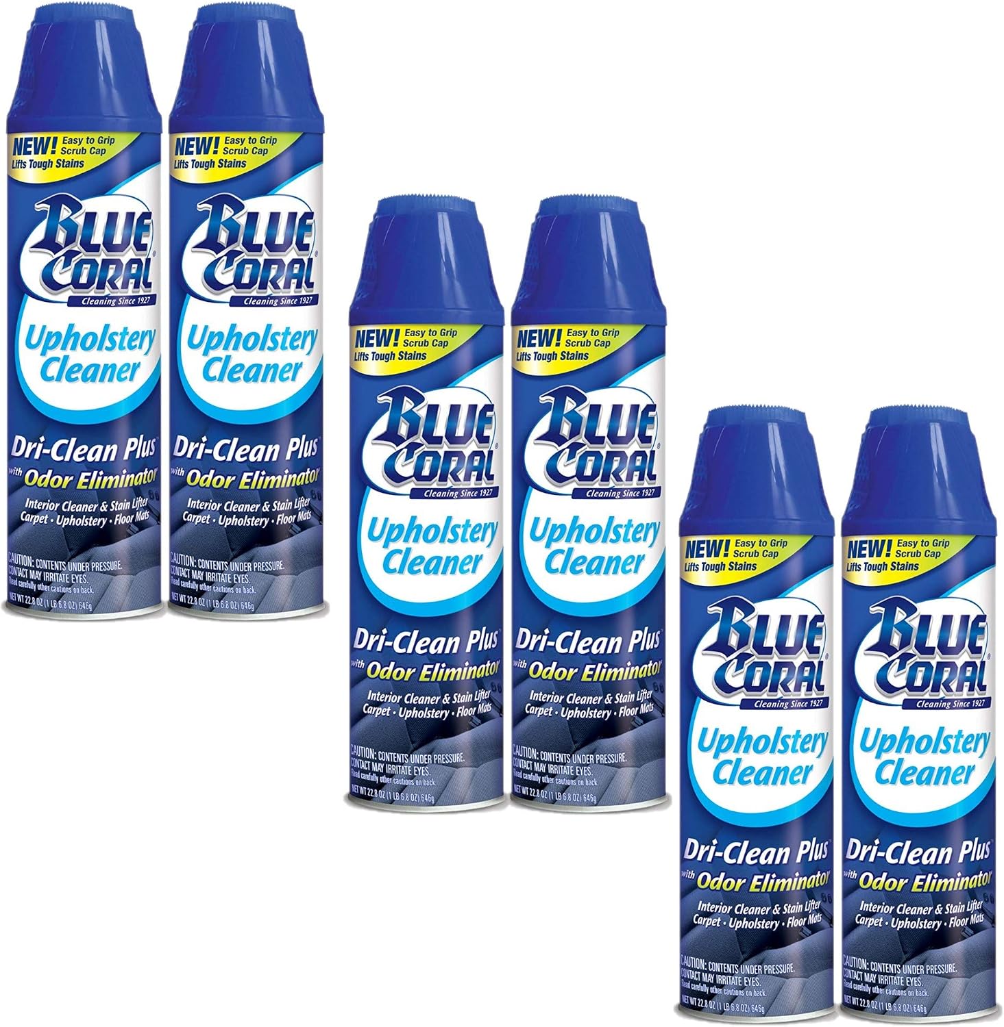 Blue Coral DC22 Upholstery Cleaner Dri-Clean Plus with Odor Eliminator, 22.8 oz. Aerosol (Pack of 6)