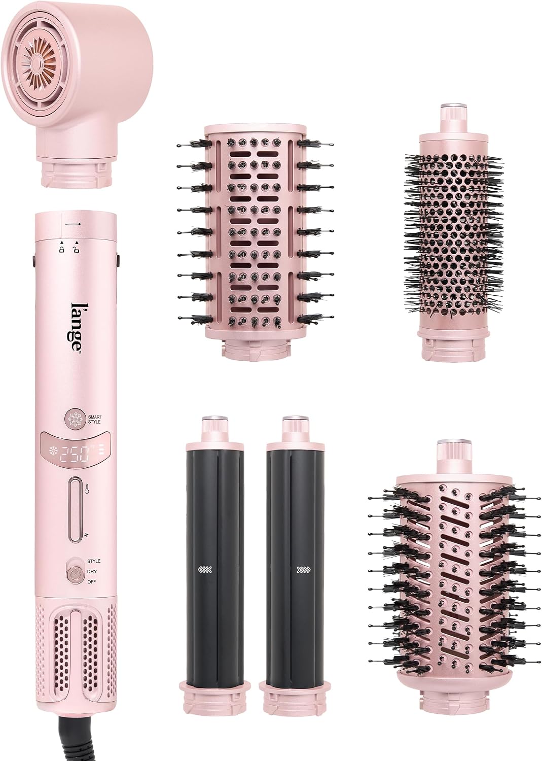 L'ANGE HAIR TurboStyle 5-in-1 Air Styler & Hair Dryer, Auto-Curlers, Blush