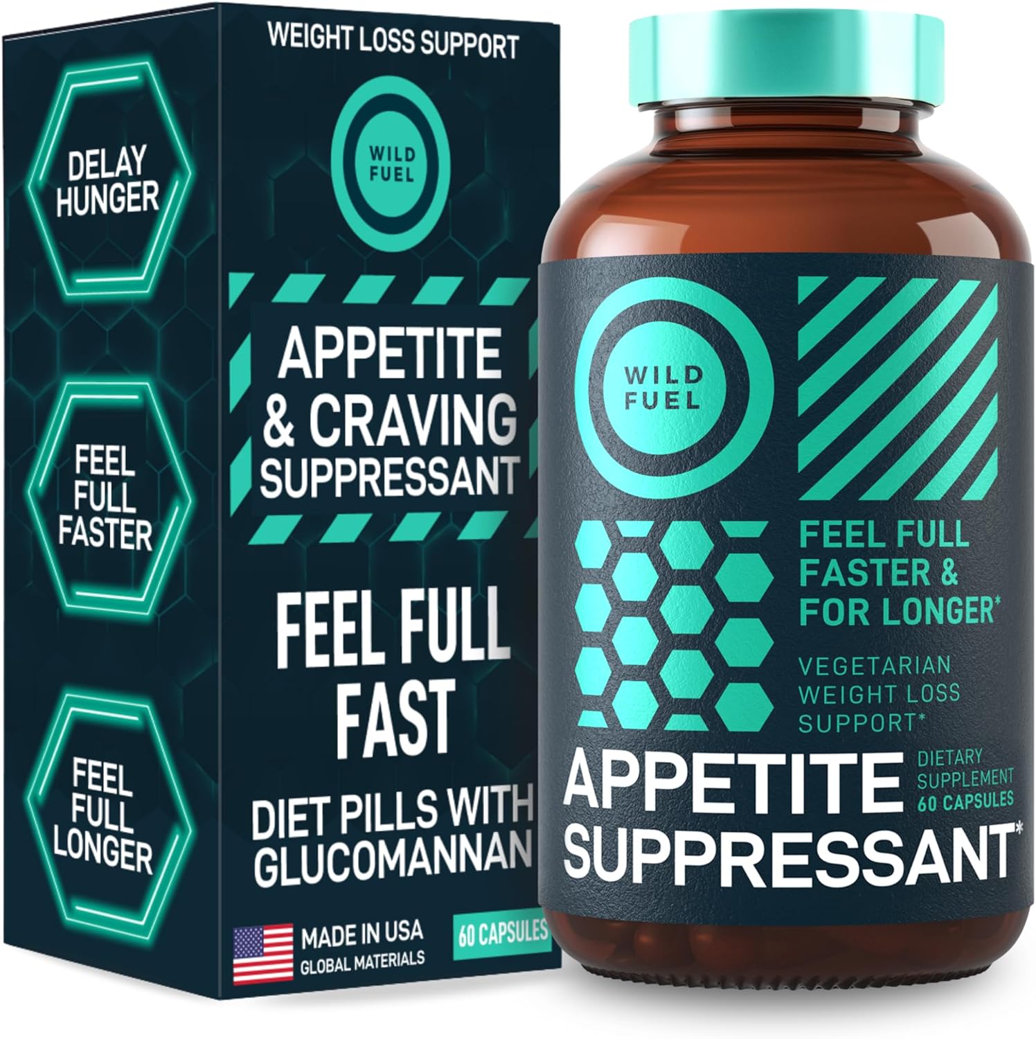 Appetite Suppressant for Weight Loss, Hunger Suppressant - Diet Pills That Work Fast for Women and Men - Garcinia Cambogia, Glucomannan, White Kidney Bean Carb Blocker and Fat Burner - 60 Veggie Caps