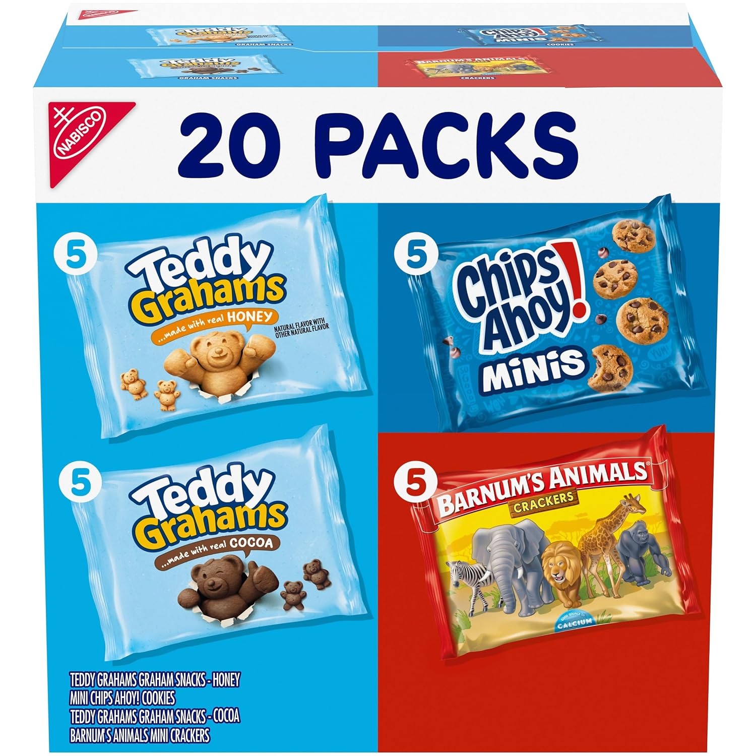 Nabisco Fun Shapes Snacks Variety Pack, 3 Flavors, 20 Snack Packs
