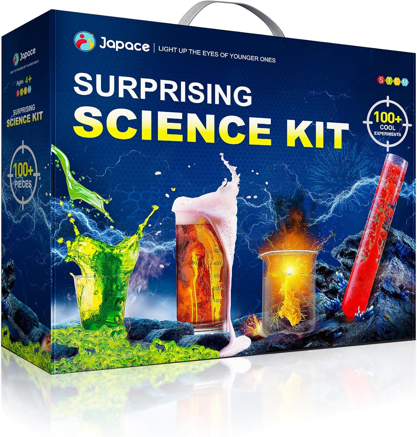 Japace 100+ Science Lab Experiments Kits for Kids, STEM Activities Educational Scientist Toys for Boys Girls Chemistry Set, Cool Christmas Birthday Gift Ideas Holiday Suprise