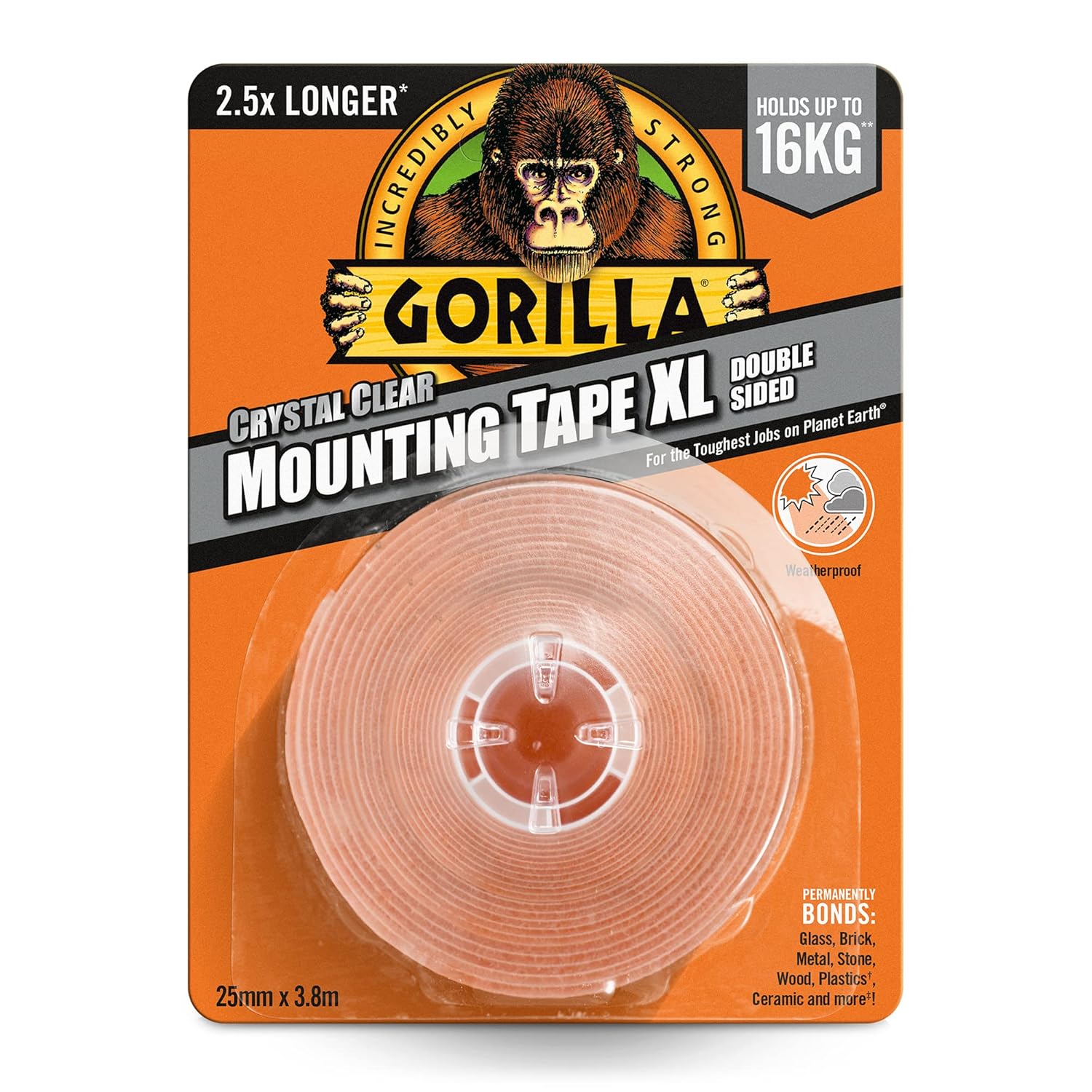 Gorilla 3044121 Double Sided Mounting Tape XL Clear 3.8m