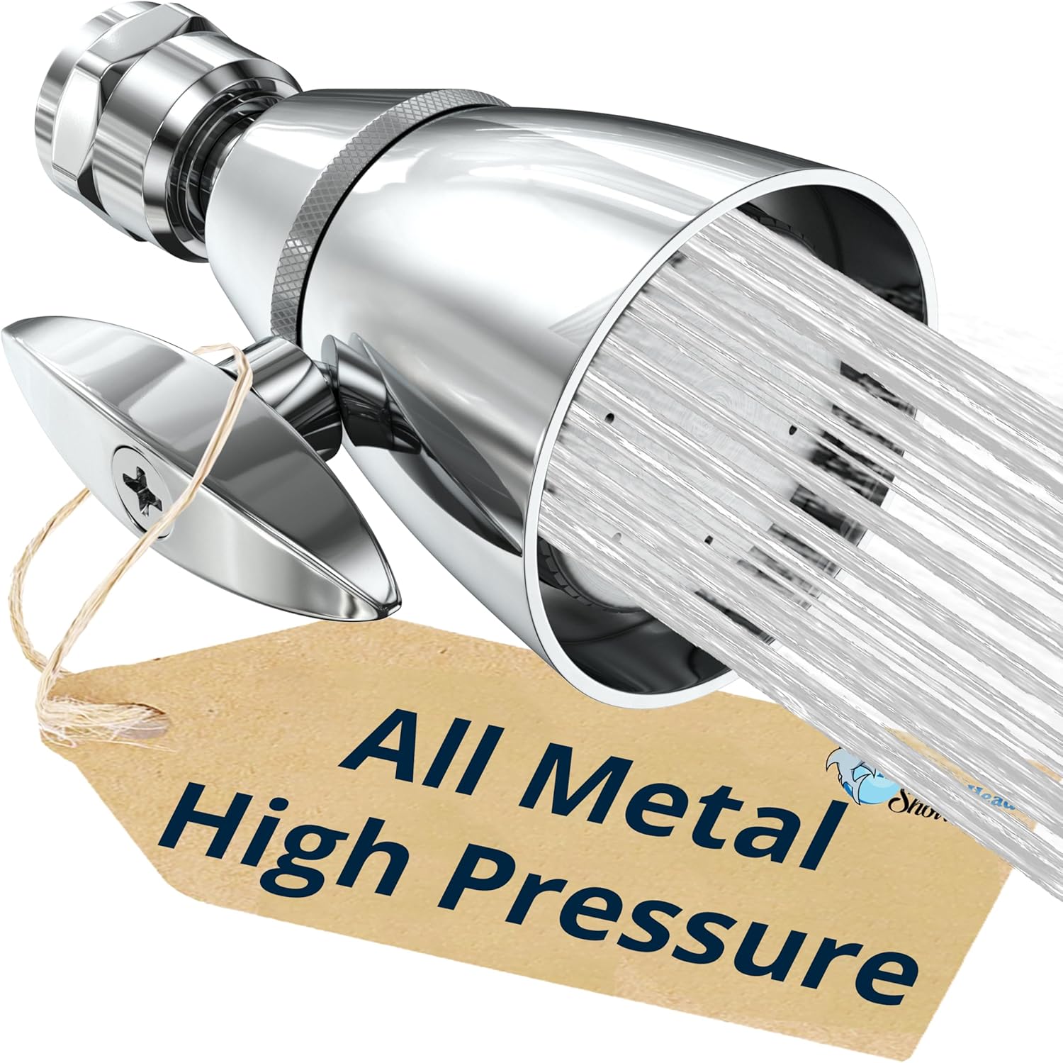 HammerHead Showers® Solid Metal 2 Inch High Pressure Shower Heads - CHROME – 2.5 GPM Shower Heads High Pressure - High Flow Shower Head with ADJUSTABLE SPRAY PATTERN - Fixed Shower Head