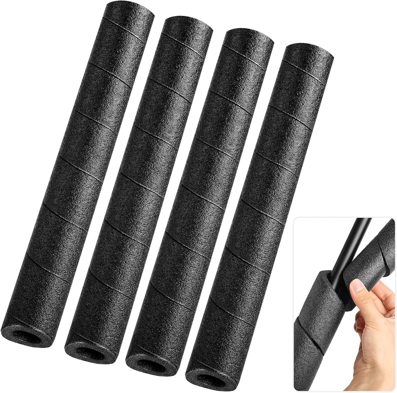 4 Pack Pipe Insulation Foam Tube, 15.7" Black Pool Noodles Foam Pipe Wrap Protection Multi-Purpose Soft Foams Tubing for Winter Water Pipes and Outdoor Indoor Swimming Pool Handle