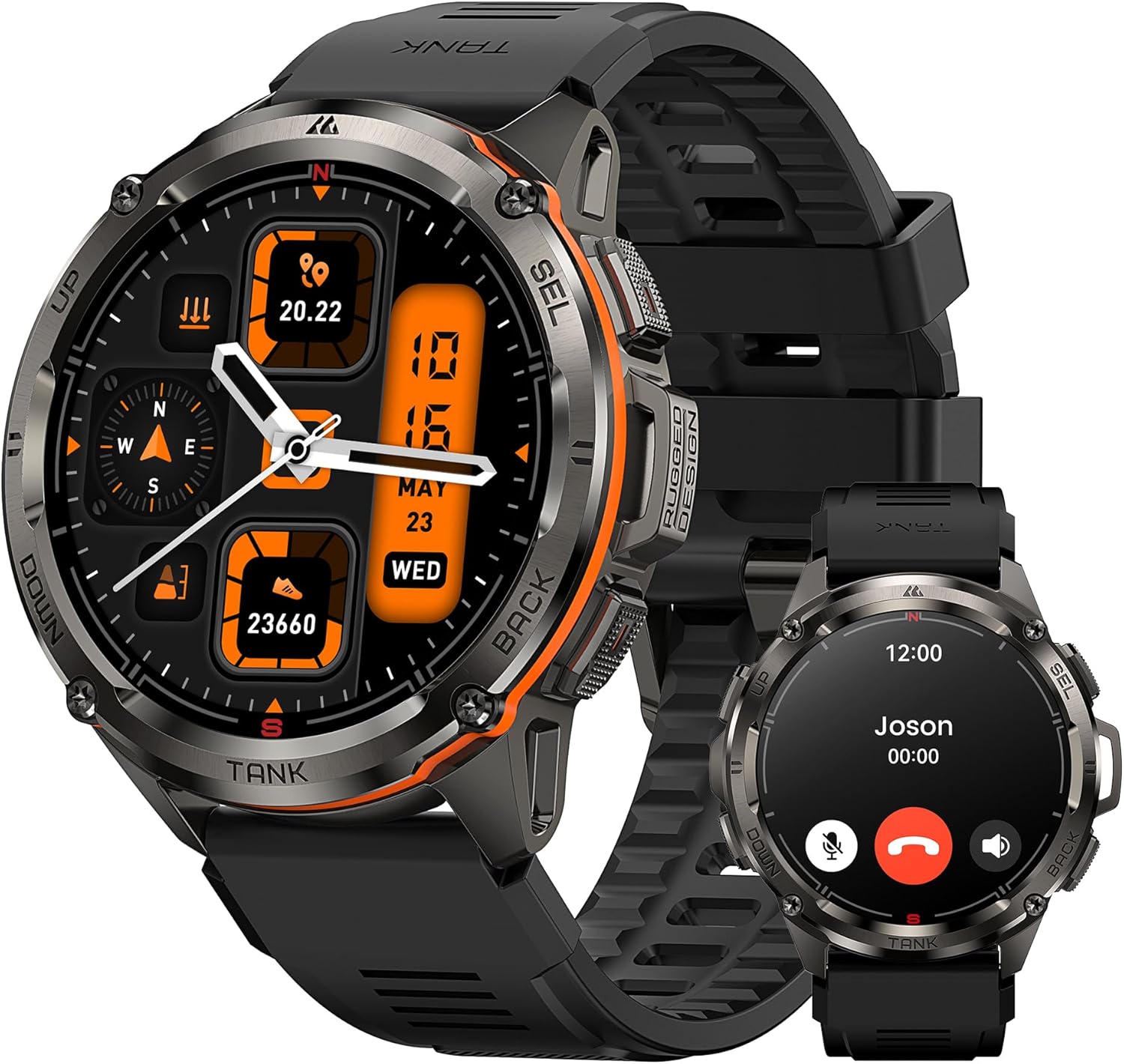 KOSPET Smart Watch for Men, Extra-large Battery, 5ATM IP69K Waterproof for Swimming, Rugged Military Full Metal Body Smartwatch, 1.43”AMOLED HD Display AI Voice Watch for Android iOS Black