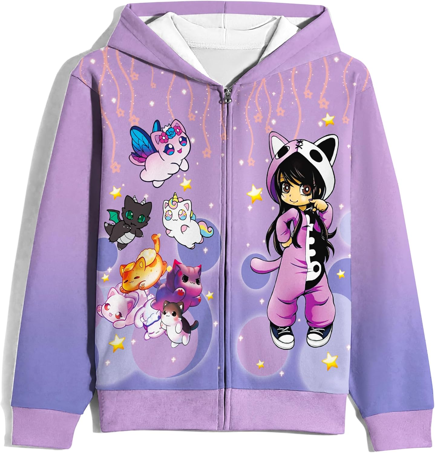 Aepotumn Aphmau Merch Hoodie For Girls Kids Zip-up Hooded Pullover Sweatshirt Casual Coats Outerwear for Girls