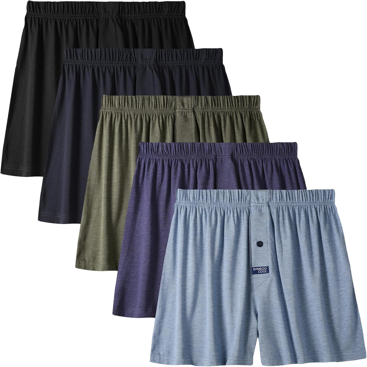 BAMBOO COOL Men's Boxer Short soft and Breathable Knit Boxers for men Moisture-wicking Underwear with Button Fly