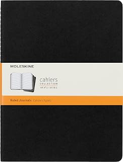 Moleskine Cahier Journal, Soft Cover, XL (7.5" x 9.5") Ruled/Lined, Black, 120 Pages (Set of 3)