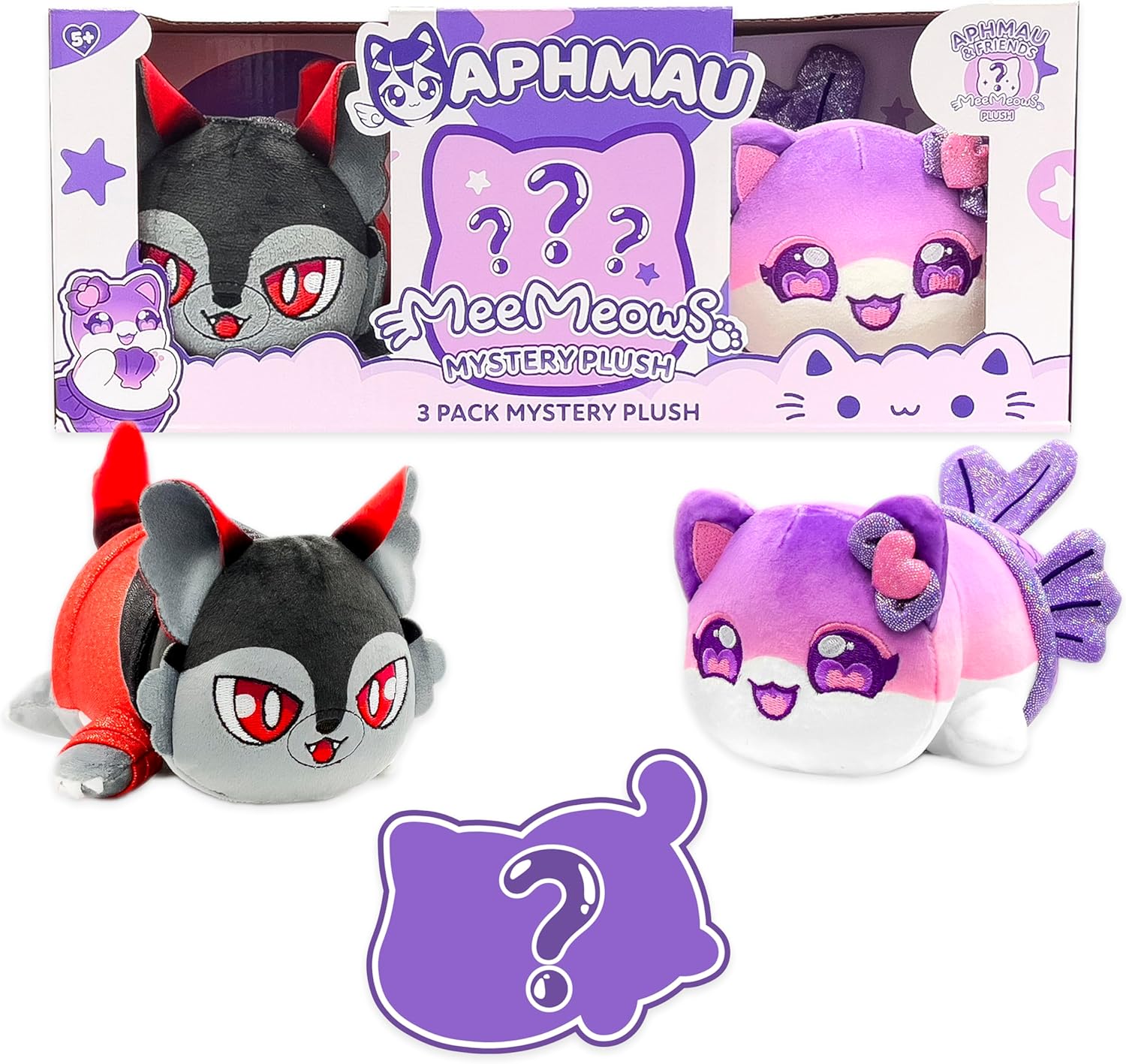 Aphmau 6” MeeMeow Plush 3-Pack, Friends Surprise Box That Includes 2 Friends + 1 Exclusive Mystery, Official Merch