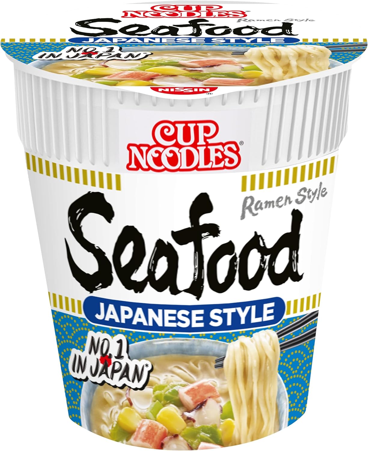 NISSIN Cup Noodles Kaisen Seafood Flavoured Instant Noodles, 75 g Pot (Pack of 8)