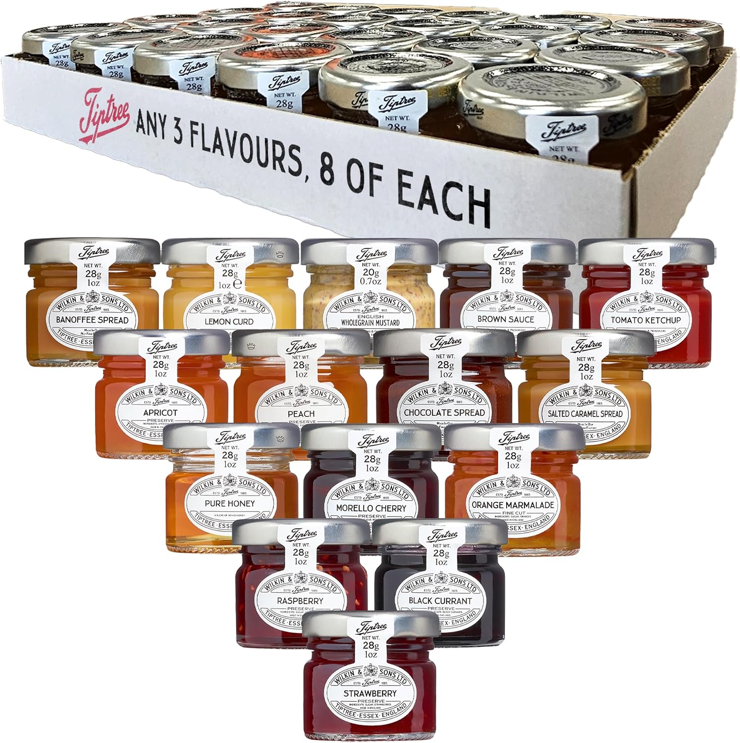 Tiptree 28g Mini Jars | Choose 3 Flavours, 24 Pack
