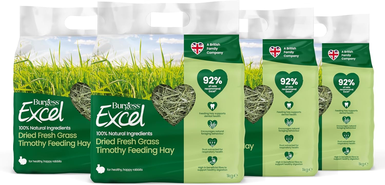 Burgess Excel Feeding Hay, Dried Fresh Grass Timothy Hay for Rabbits 4kg
