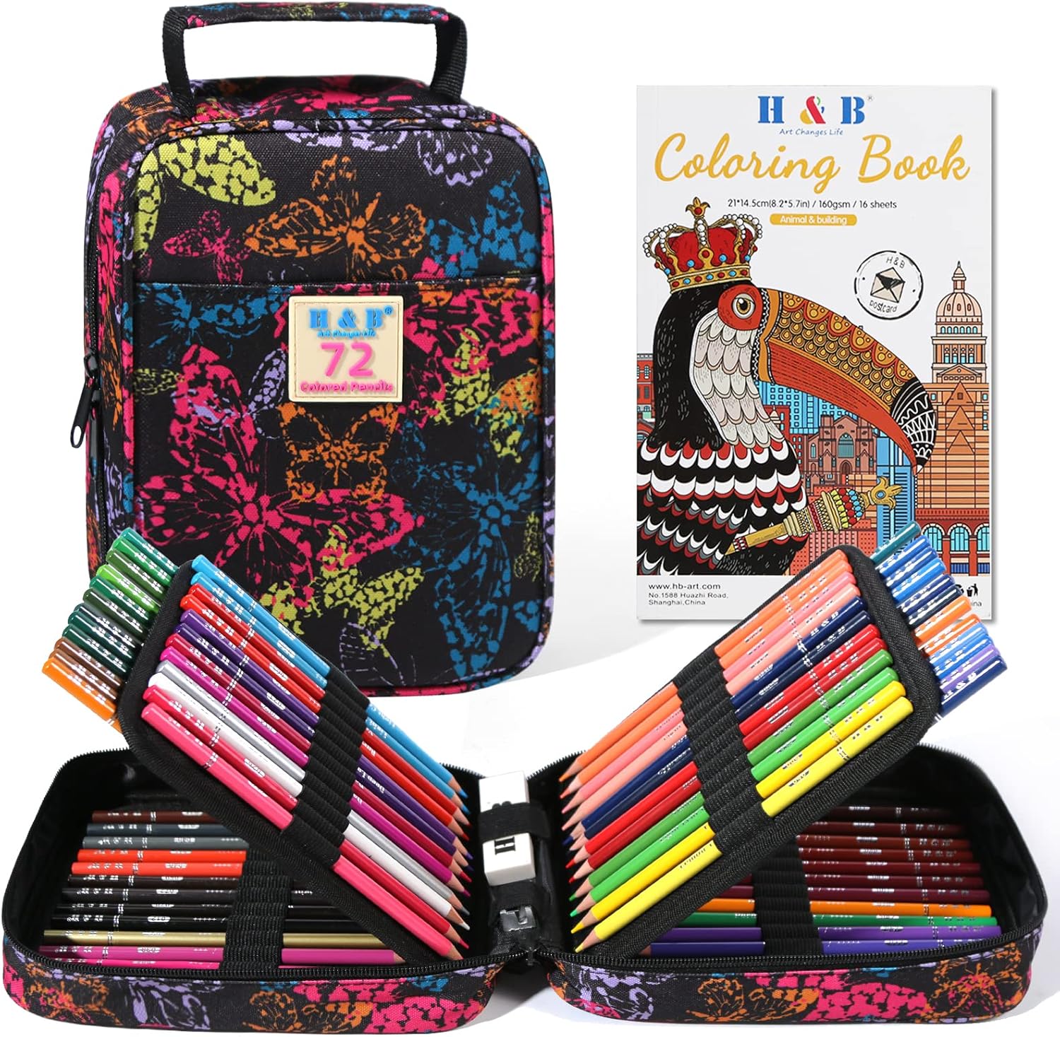 H & B Colouring Pencils 72Pcs Oil Based Coloured Pencils Professional Colouring Pencils Set with Colouring Book Art Set for Adults Artists Beginners