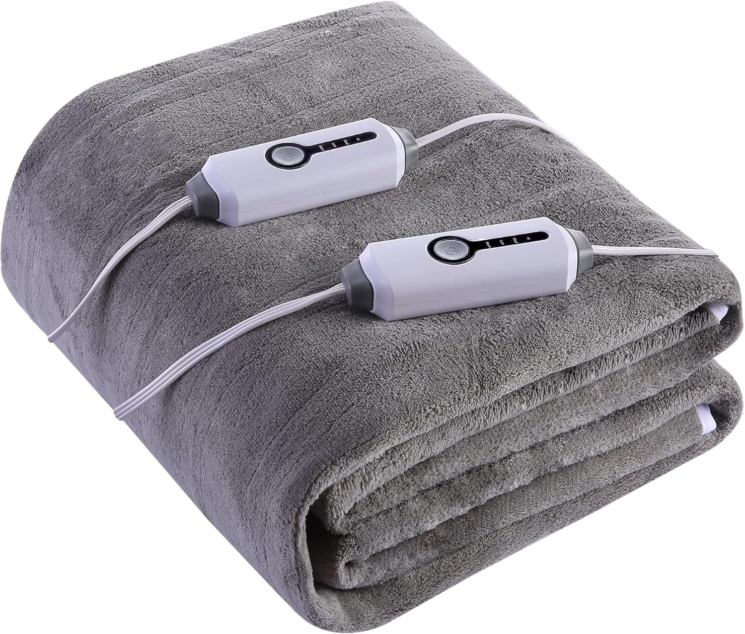 YAKEE Electric Mattress Pad Queen Size 60"x80", Dual Control,Soft Colar Fleece with 4 Heating Levels, 10-Hour Auto Shut Off, Fast Heating, Deep Pocket Bed Topper Fit Up to 21", Machine Washable, Grey