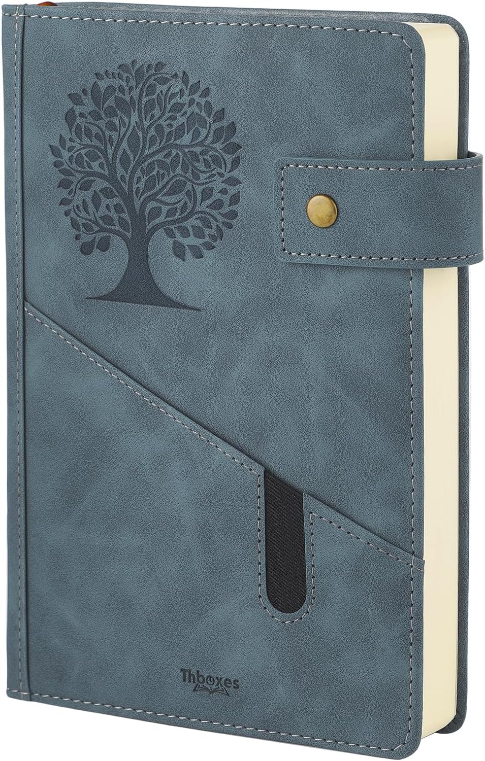 A5 Ruled Journal Notebook, 360 Pages Leather Hardcover College Lined Journal Notepad for Women Men Diary Notebook, 100GSM Paper, for Work Office School, 5.7" X 8.5", Blue