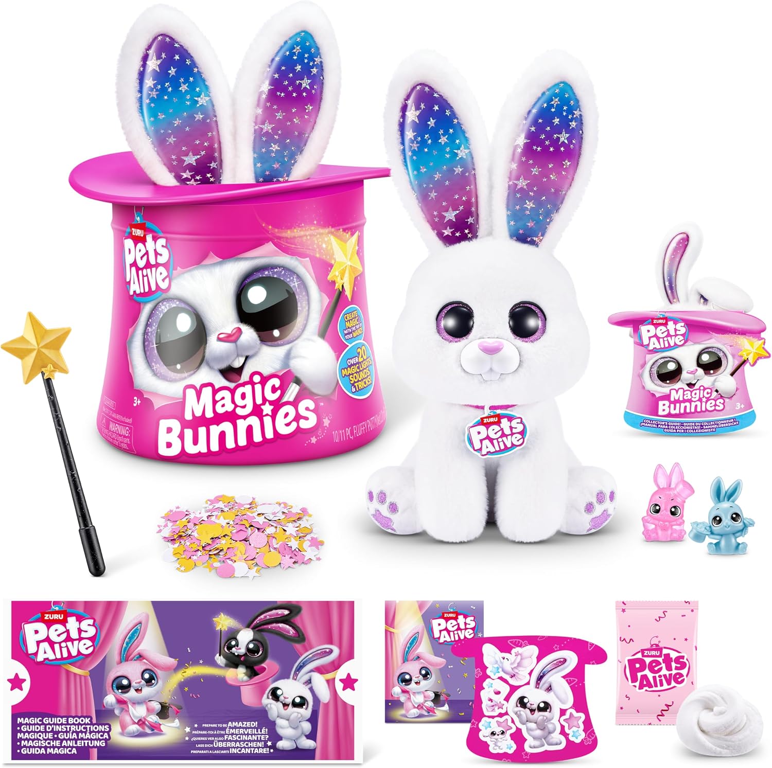 Pets Alive Magic Bunnies Age 3+ White Bunny (Pearl) by ZURU Electronic Plush Unboxing Surprise Interactive Magic Toy