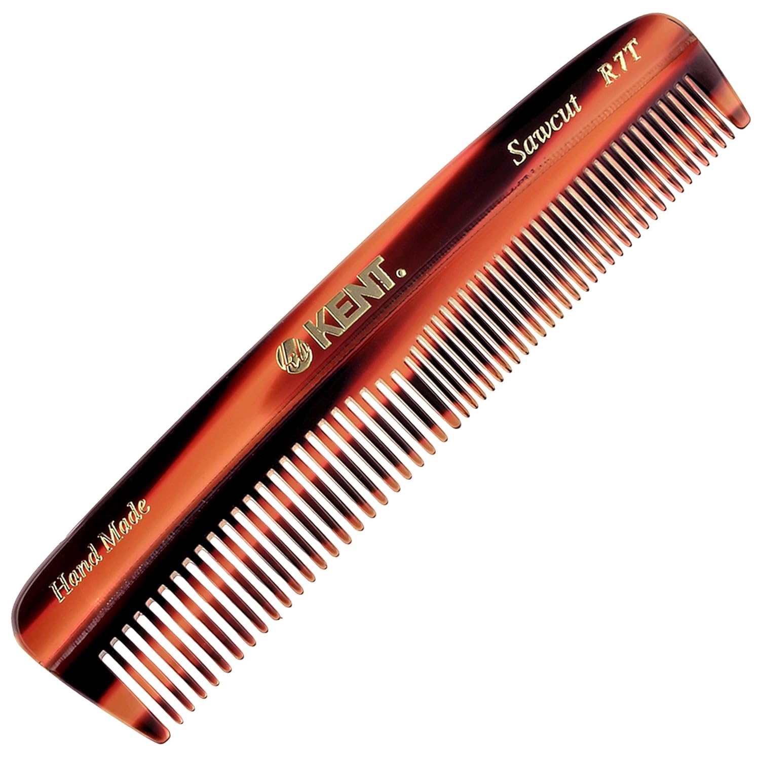 Kent R7T The Apsley Fine Tooth / Wide Tooth Comb for Beard Care and Mustache Comb - Pocket Comb Hair and Beard Comb - Kent Comb for Travel Kit - Hair Combs for Men and Hair Combs for Women Beard Kit