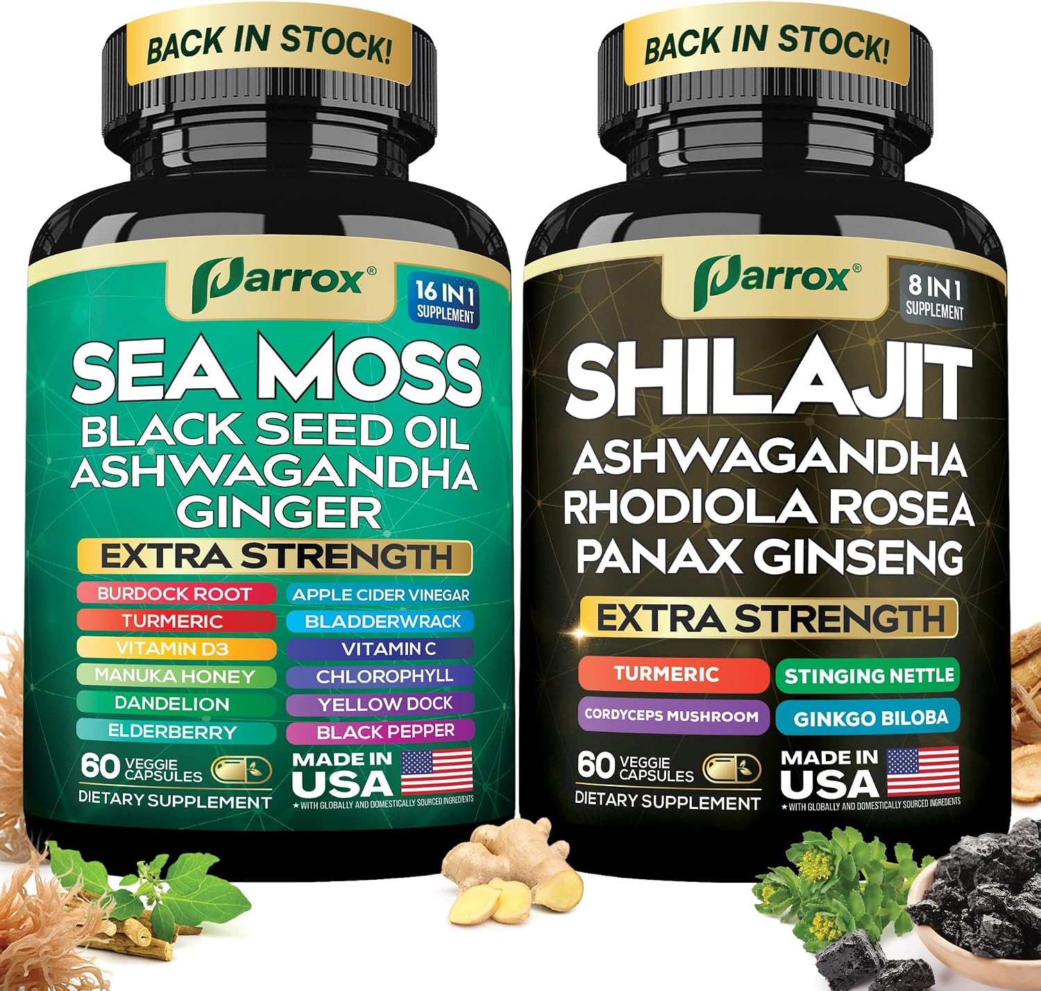 Shilajit & Sea Moss Bundle, Black Seed Oil & Ashwagandha, Dynamic Vitality