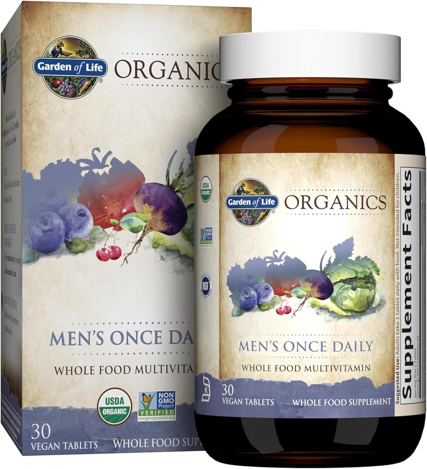 Garden of Life Organics Men's Once Daily Multivitamin, 30 Tablets