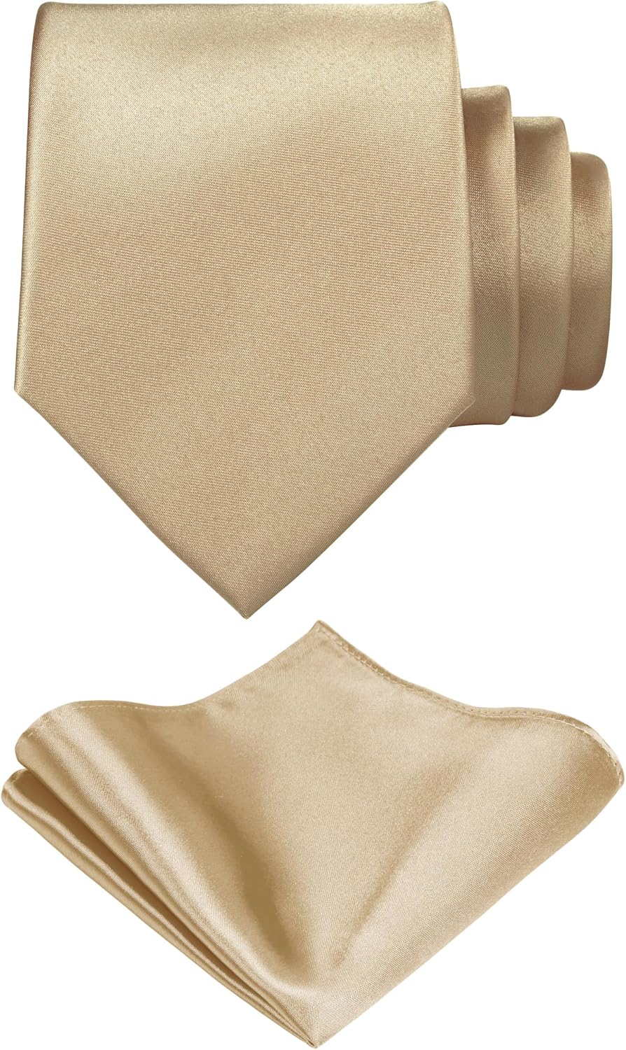 TIE G Solid Satin Woven dyed Color Formal Black Necktie and Pocket Square Sets in Gift Box
