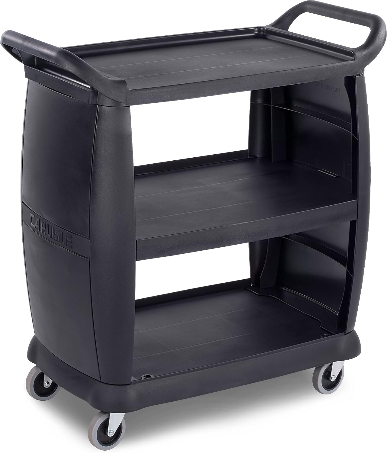 Carlisle FoodService Products Plastic Bussing Cart, 300 lb Capacity, 36.25" x 18"x 38", Black, Small