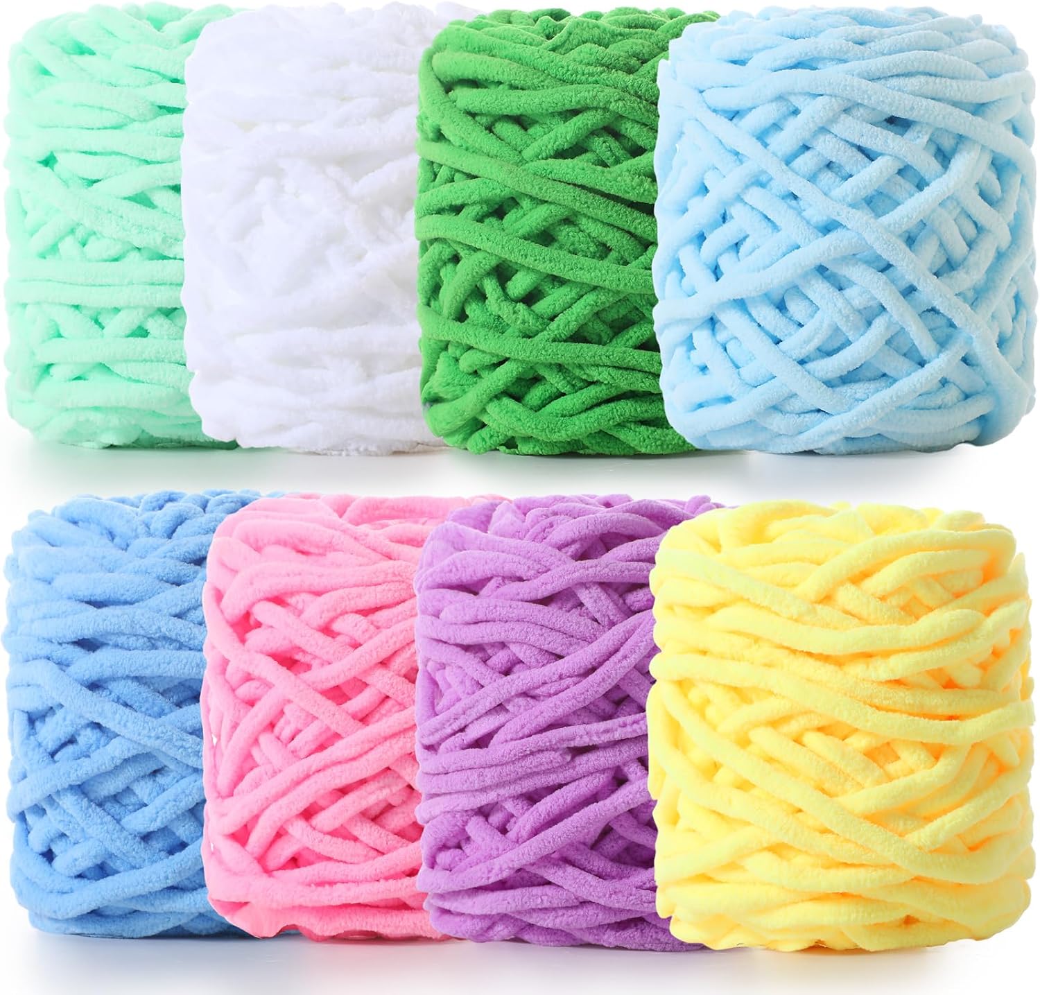 Buryeah 8 Pack Chunky Chenille Yarn for Crocheting, Fresh Colors