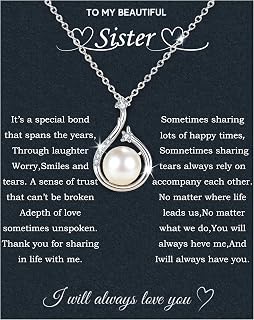 Sister Gifts From Sister Necklaces For 2 Girls Big Sister Little Sister Birthday Gifts 925 Sterling Silver Christmas Gifts With Message Card &Gift Box (686-Pearl)