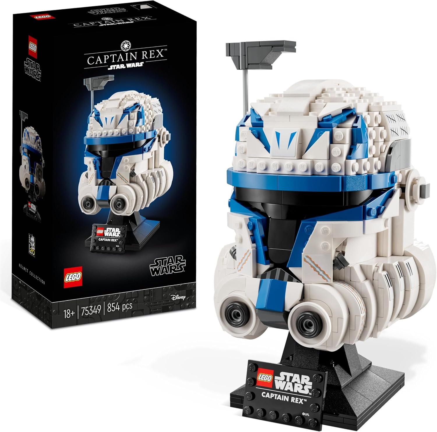 LEGO Star Wars Captain Rex Helmet Set, The Clone Wars Collectible for Adults, 2023 Series Model Collection, Memorabilia Gift Idea for Him or Her 75349