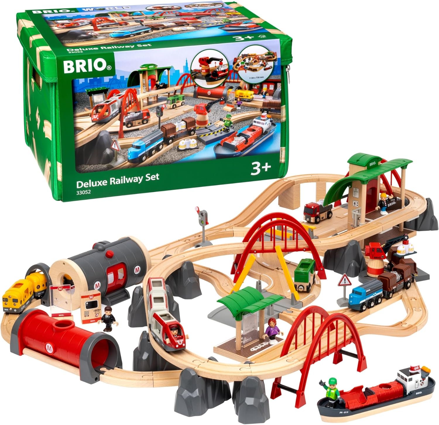 BRIO World Deluxe Wooden Railway Train Set for Kids Age 3 Years Up