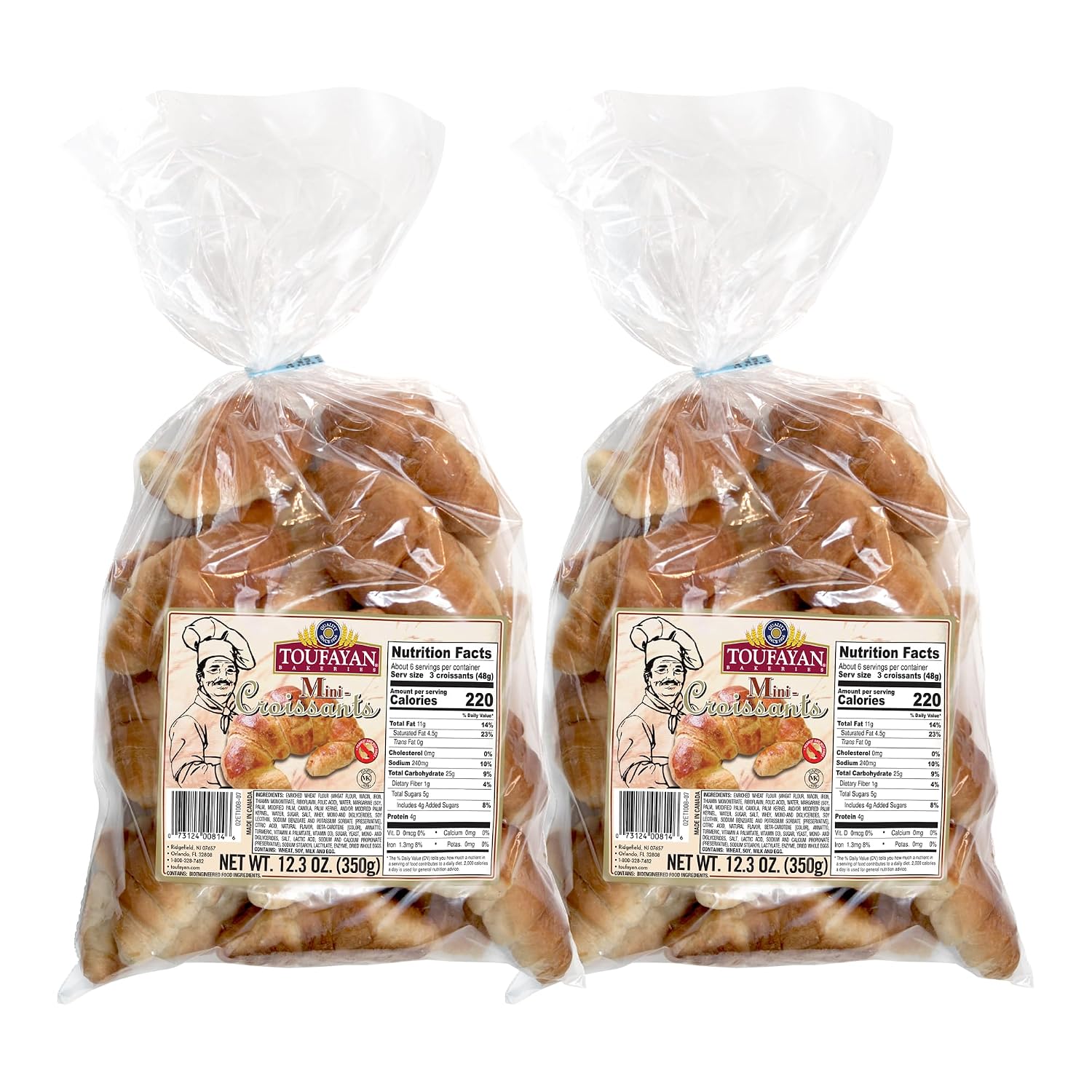 Toufayan Bakeries, Mini Croissant Crescent Rolls | Lightly Buttery and Flakey | Perfect Snack or Mini Sandwiches | Nut Free (2 Pack)