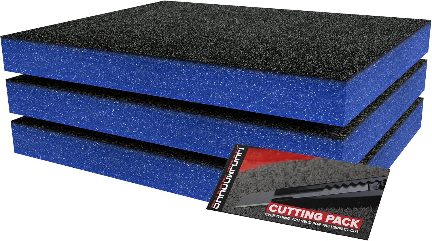 Shadow Foam Small Pack 3pcs – Foam Inserts Kit for Tool Box Organisation – 40 x 32cm DIY Cut & Peel Foam Sheets for Tool Boxes & Tool Storage Systems – Blue (50mm Depth)
