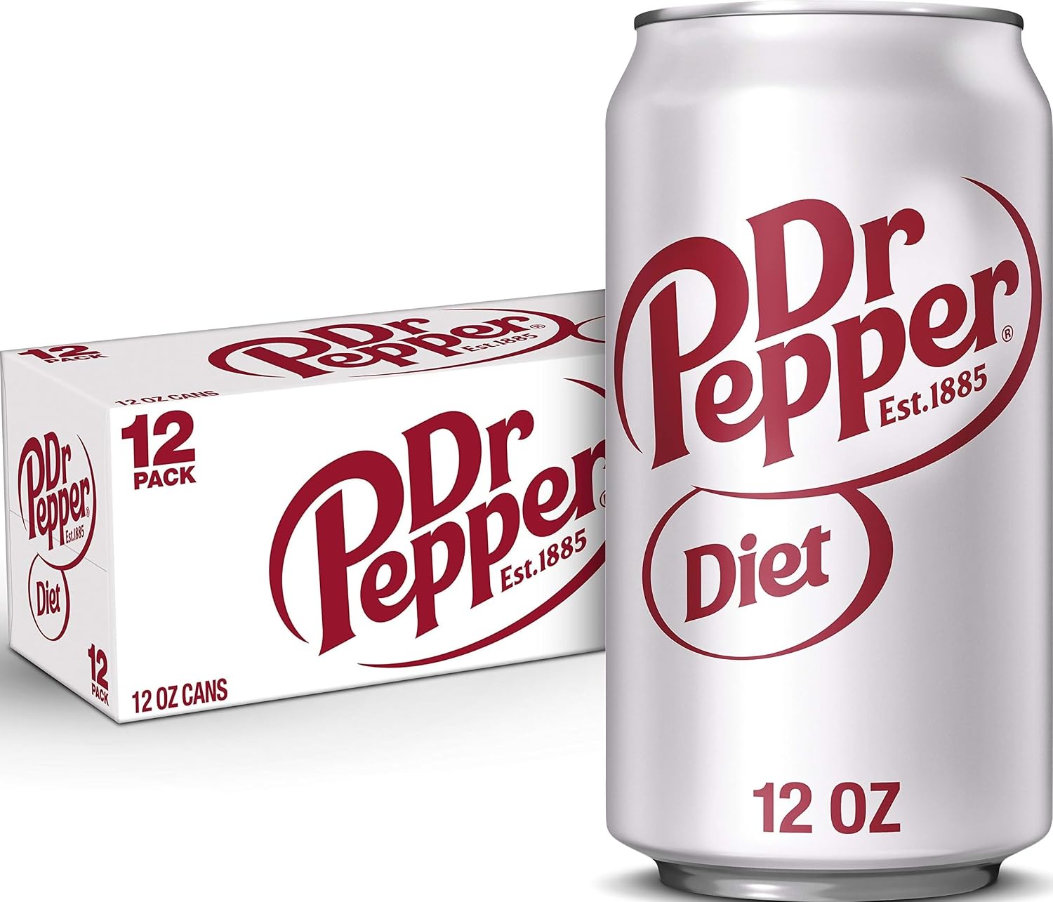 Diet Dr Pepper Soda, 12 fl oz cans, pack of 12