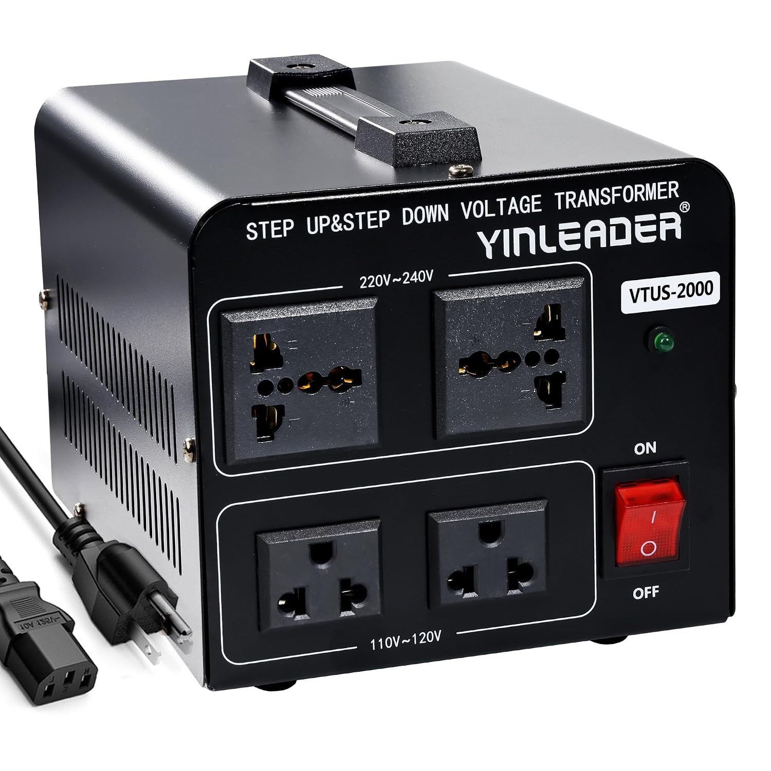 Yinleader 110V to 220V Voltage Converter Transformer 2000W Step Up/Down 110/120 Volt - 220/240 Volt Converter