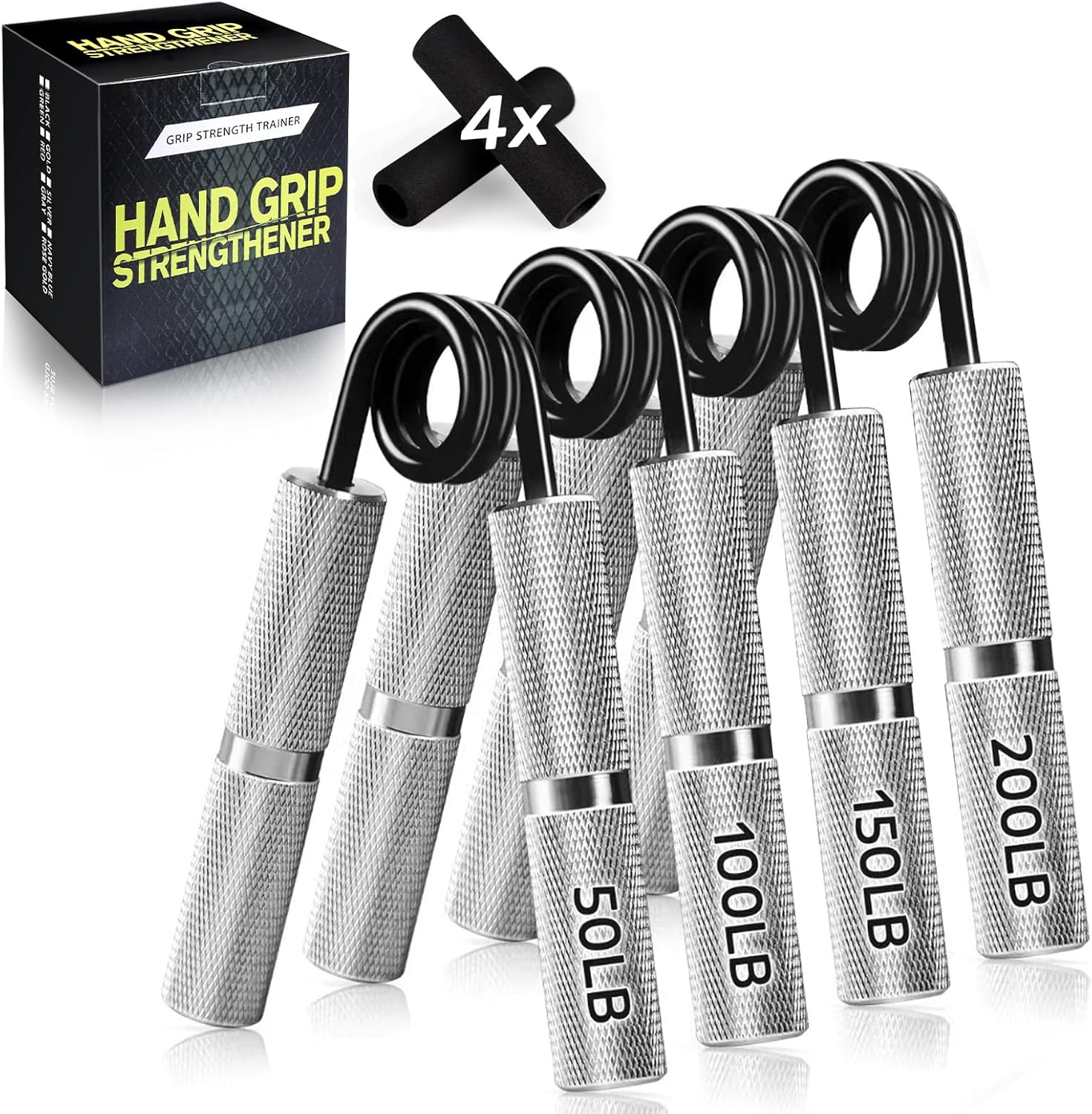 Hand Gripper Strengthener Set 50LB-300LB, Grip Strength Trainer (1/2/4/6 Pack) Forearm Strengthener for Muscle Building, Hand Sensitivity Training, Hand Rehabilitation Exercising