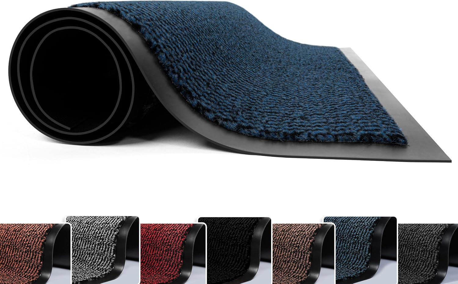 FB FunkyBuys Washable Door Mats - Heavy Duty, Non-Slippery & Stylish Floor Mat - Door mat indoor Large Rubber Indoor & Outdoor Doormats for Perfect Dust Grabbing (Blue-waved, 40 x 60 CM)