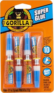 Gorilla Super Glue, Four 3 Gram Tubes, Clear, (Pack of 1)