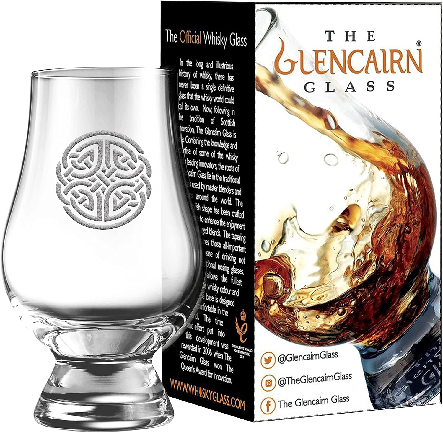 Glencairn Official Scottish Whisky Glass ‎Etched Celtic Knot170ml / 6 floz