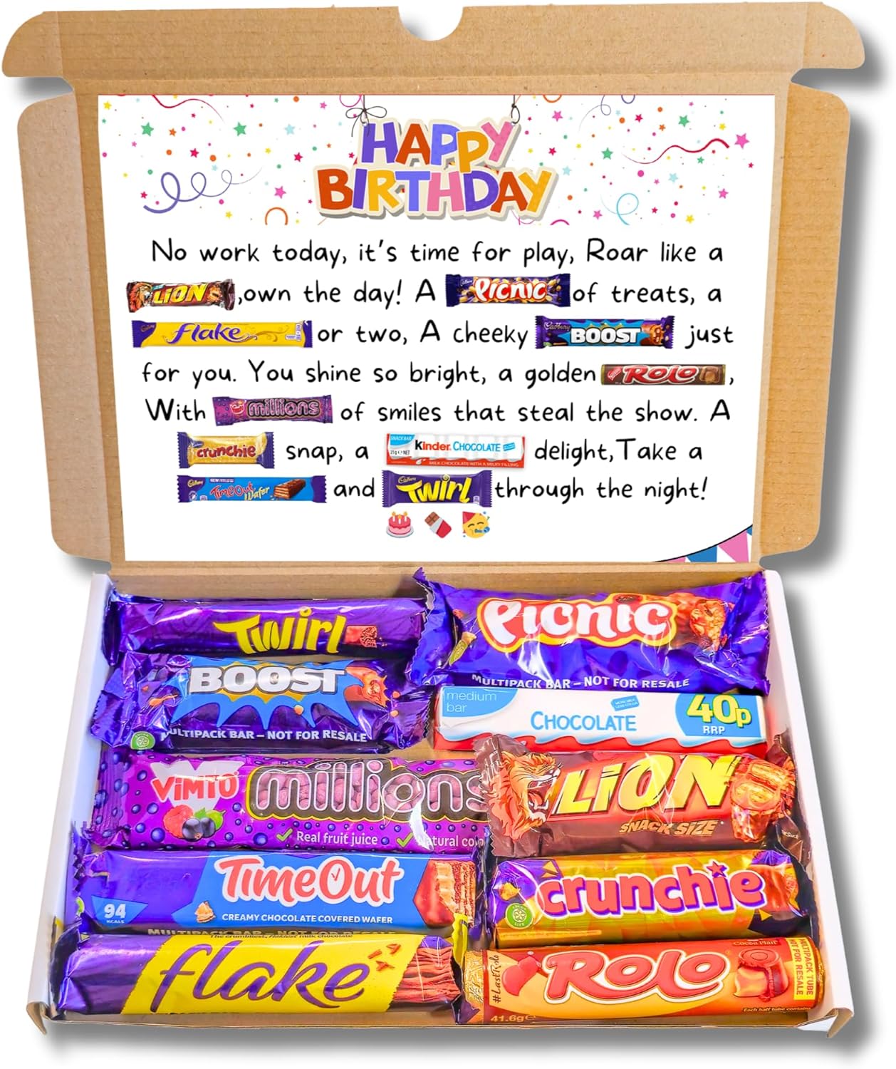 Happy Birthday Gift Box, Letterbox Hamper for Women, Men & All Ages, Chocolate Selection, Birthday Gift for Her, For Him, Friends & Family, Memorable Surprise