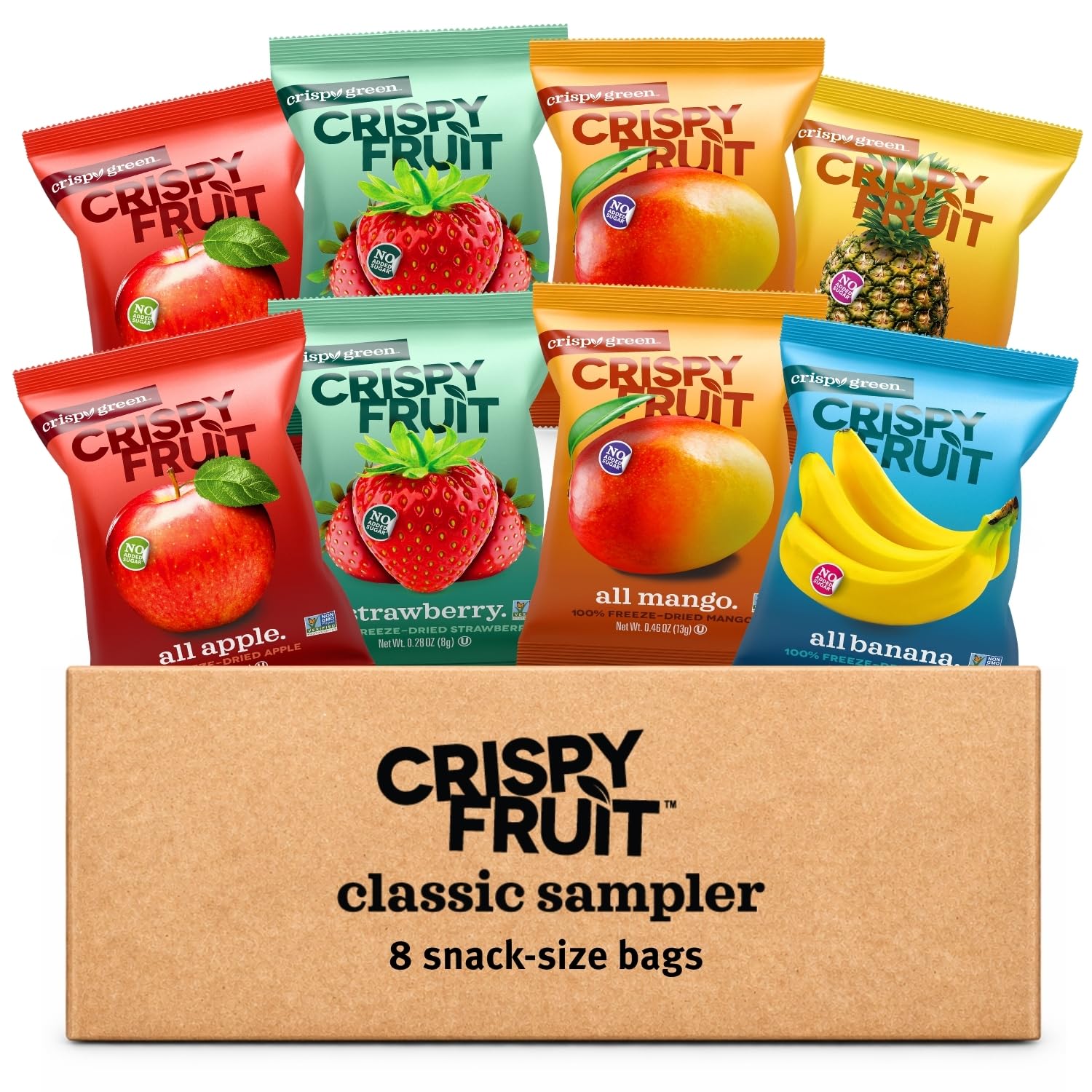 Crispy Green Freeze-Dried Fruit Snacks Classic Sampler (Pack of 8)
