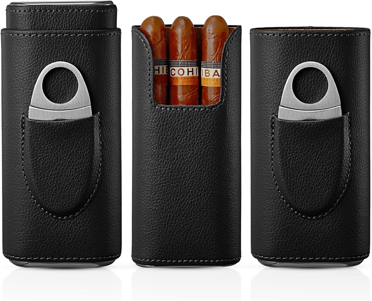 Cigar Case Travel - Cigar Humidor Accessories Cedar Wood Lining - Cigar Accessories Include Stainless Steel Cigar Cutter - Cigar Gift Box for Cigar Lovers