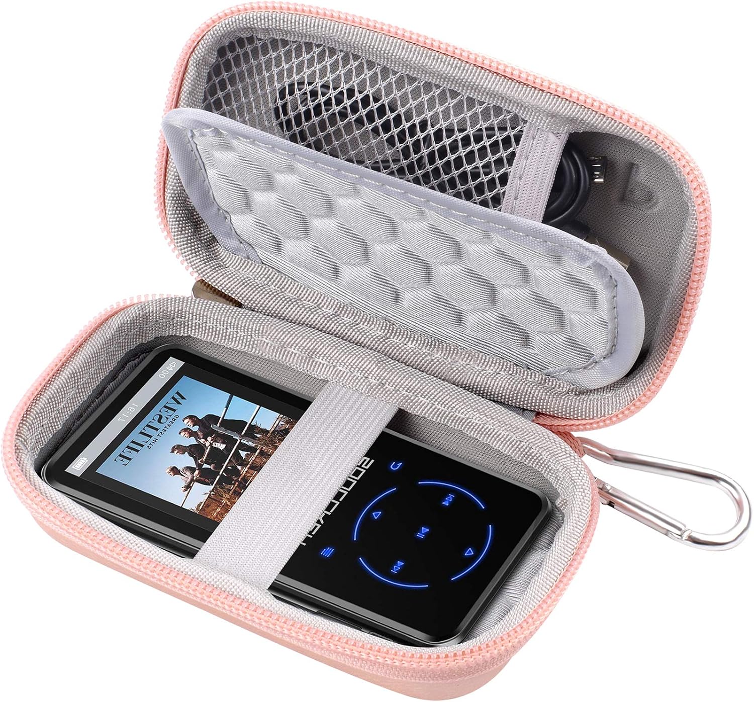 MP3 & MP4 Player Case for SOULCKER/G.G.Martinsen/Grtdhx/iPod Nano/Sandisk Music Player/Sony NW-A45 and Other Music Players with Bluetooth. Fit for Earbuds, USB Cable, Memory Card - Rose Gold