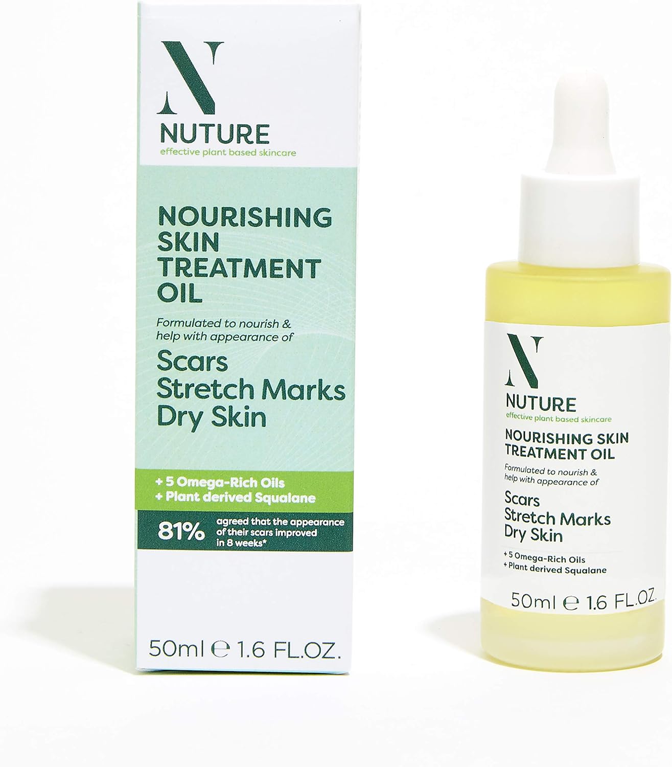 NUTURE Nourishing Skin Treatment Oil 50ml | Improves the appearance of Scars & Stretch-marks | Omega-rich Oils | Face & Body | Absorbs Quickly | Antioxidants | Soothed & Softened